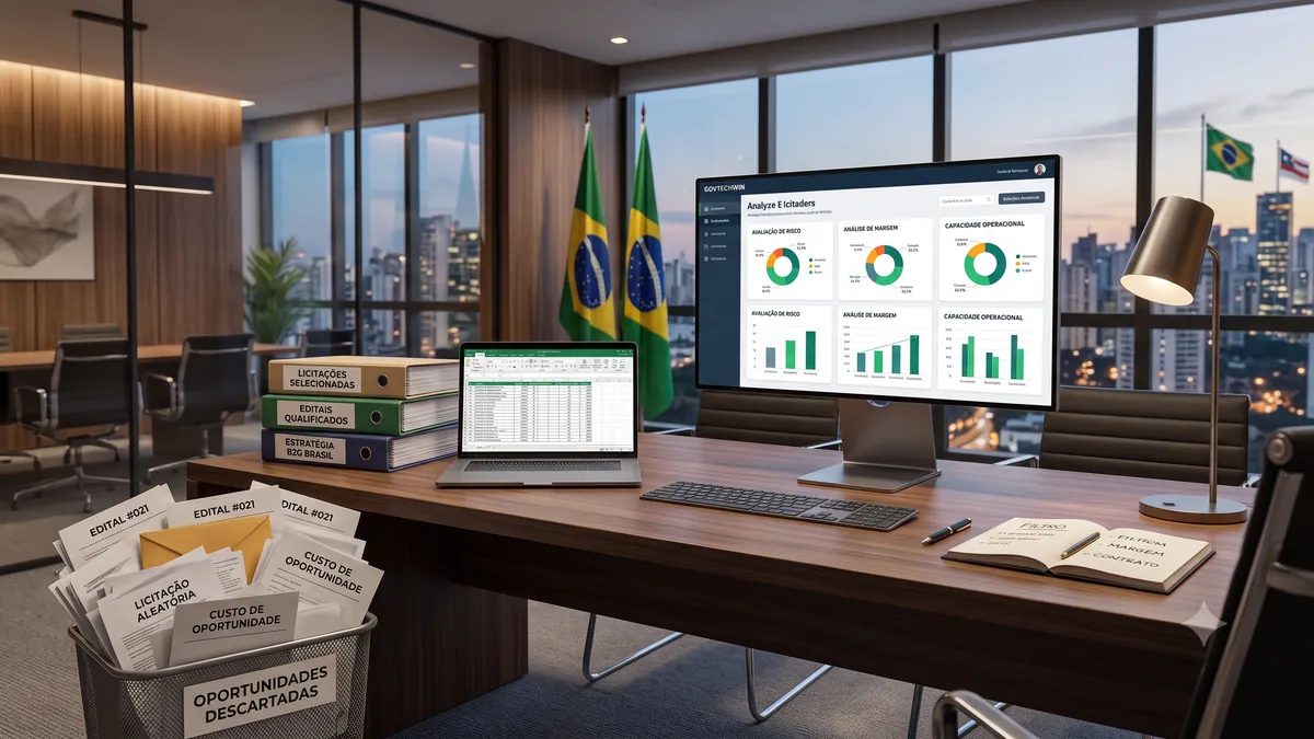 Análise de riscos indicando por que participar de muitas licitações sem estratégia pode prejudicar a empresa